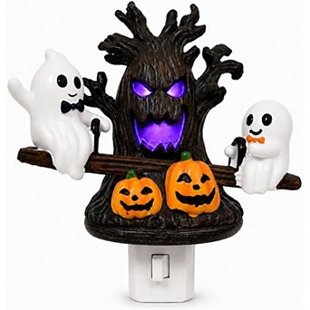Halloween Spooky Tree Plug-in Nightlight, Ghost&Pumpkin LED Purple Glow Season Home Decor
