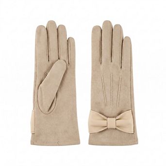 Women's Bow Detail Full Finger Gloves with Soft Textured Finish