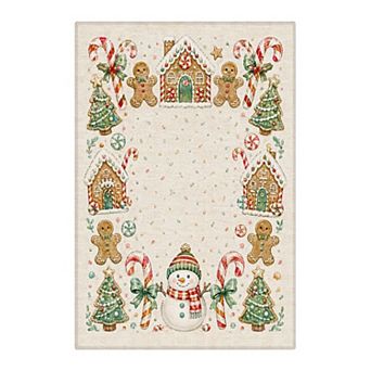 GENIMO Christmas Area Rug Machine Washable Non Slip Low Pile Lightweight Indoor Rug for Living Room