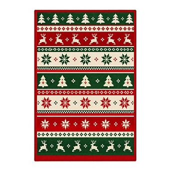 GENIMO Christmas Area Rug Machine Washable Non Slip Low Pile Lightweight Indoor Rug for Living Room