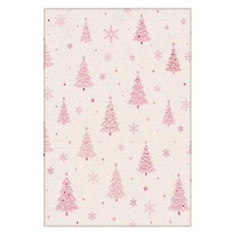 GENIMO Christmas Area Rug Machine Washable Non Slip Low Pile Lightweight Indoor Rug for Living Room