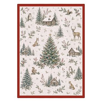 GENIMO Christmas Area Rug Machine Washable Non Slip Low Pile Lightweight Indoor Rug for Living Room