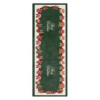 GENIMO Christmas Area Rug Machine Washable Non Slip Low Pile Lightweight Indoor Rug for Living Room