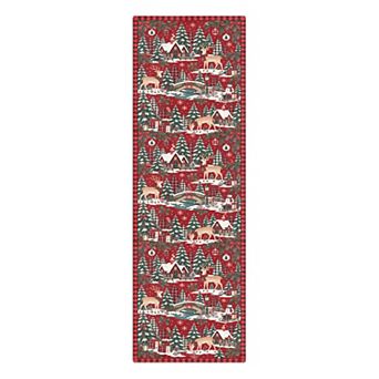 GENIMO Christmas Area Rug Machine Washable Non Slip Low Pile Lightweight Indoor Rug for Living Room