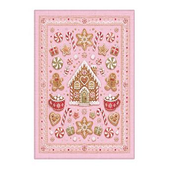 GENIMO Christmas Area Rug Machine Washable Non Slip Low Pile Lightweight Indoor Rug for Living Room