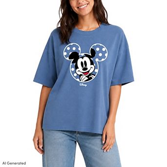 Women's Disney's Mickey Mouse Polka Dot Ears Boxy Tee