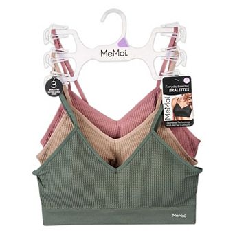 3 Pack Women's Seamless Low-Back Waffle-Knit Pull-On Tag-Free Bra
