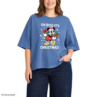 Women's Disney's Mickey Christmas Boxy Tee