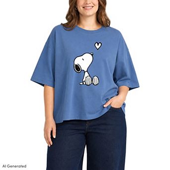 Women's Peanuts Snoopy Heart Boxy Tee