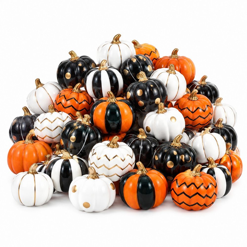 Mini Pumpkin Figurines Fall Decor Set for DIY Crafts Table Centerpiece