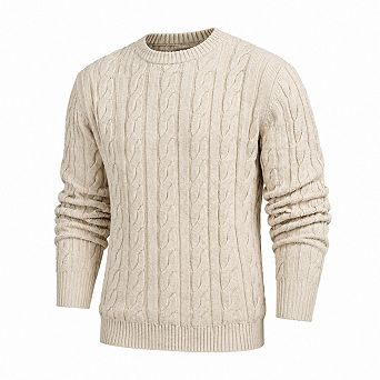 Crewneck Cable Knit Pullover Premium Soft Warm Casual Everyday Sweater