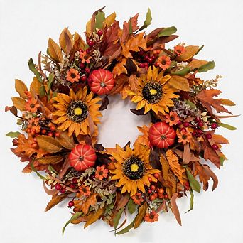 Harvest Fall Wreaths for Front Door - Farmhouse Thanksgiving Wreath Decor