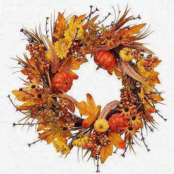 19 in Fall Wreaths Front Door Decor for Home Autumn Thanksgiving