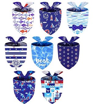 8 Pack Nautical Dog Bandanas
