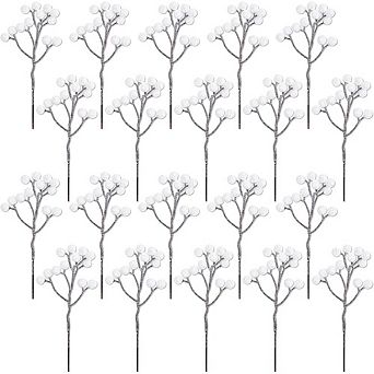 20-Pack Artificial Berry Stems for Christmas Tree Decor