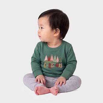 Merry Christmas Six Trees - Infant Crew Fleece Sweatshirt