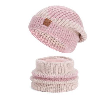 Women's Fleece-Lined Slouchy Knit Beanie Hat & Scarf Winter Set