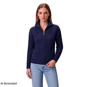 Women’s Cable Knit Quarter-Zip Sweater