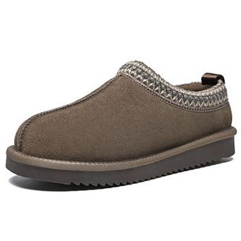 Womens Genuine Suede Fuzzy Winter Warm Slippers House Shoes