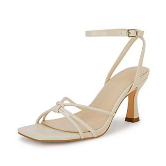 Womens Square Open Toe Stiletto Kitten Heel Ankle Buckle Sandals
