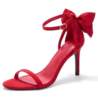 Womens Ankle Stiletto Bow Heeled Sandals Wedding Dress Shoes