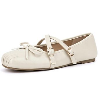 Women Square Toe Mary Jane Ballet Flats Ballerina Shoes