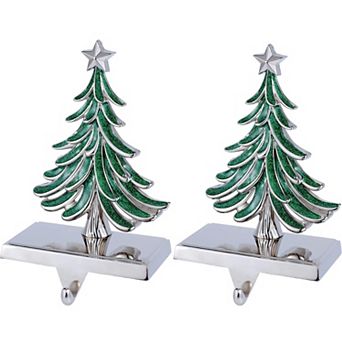 Weighted Metal Christmas Stocking Holders 2-Pack For Mantle Fireplace Farmhouse Decor