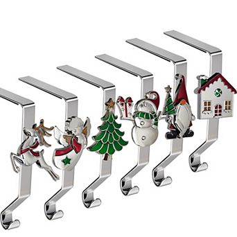 Set of 6 Christmas Stocking Holders Farmhouse Rustic Xmas Mantle Decor