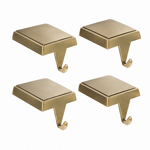 Set of 4 Weighted Metal Christmas Stocking Holders for Mantel Shelves
