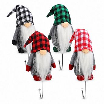 4 Sets Gnome Christmas Stocking Holders For Mantle Fireplace Decor