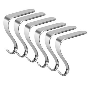 Set of 6 Christmas Stocking Holders Rust Resistant Non Slip Mantel Hooks