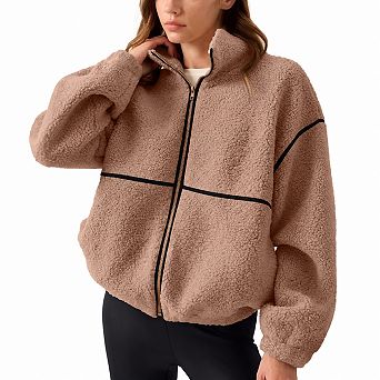 Womens Full Zip Fleece Jacket Soft Warm Winter Casual Outerwear