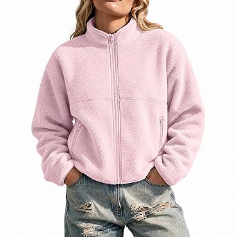 Womens Fleece Sherpa Jacket Full Zip Up Warm Fall Winter Coat With Pockets