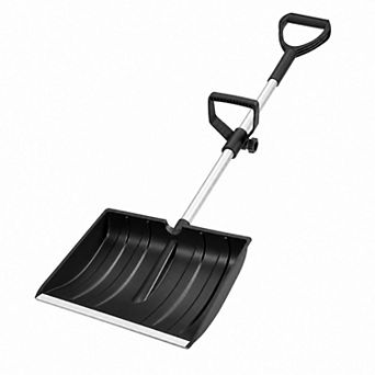 64" Snow Shovel with Dual D-Grip Handle, Adjustable Shaft & Metal Edge for Driveways,Patio, Sidewalk