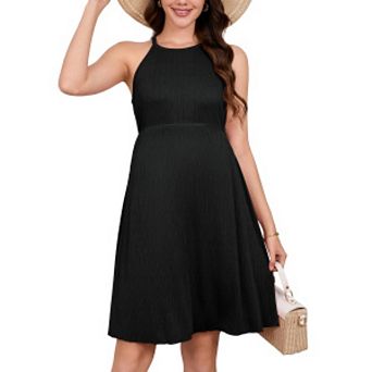 Round-Neck Knit A-Line Sleeveless Dress