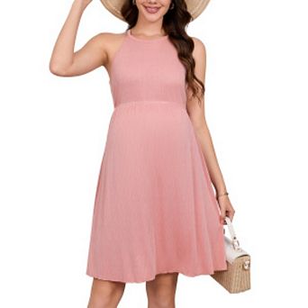 Round-Neck Knit A-Line Sleeveless Dress