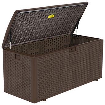 Decksplore 100 Gal Waterproof Resin Storage Box Large Lockable Deck Container for Indoor Outdoor Use