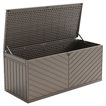 Decksplore 235 Gallon Weatherproof Storage UV Resistant Lockable Outdoor Box with Lid for Patio