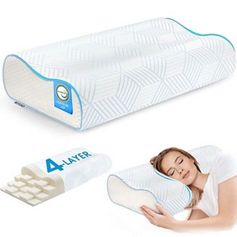 Bed Pillow, 4-Layer Pillow for Neck Relief- Adjustable Memory Foam Pillow for Sleeping