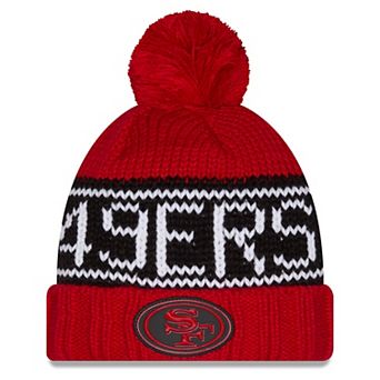 Women's New Era Scarlet San Francisco 49ers 2026 Sideline Cold Weather Cuffed Knit Hat with Pom