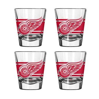 Logo Brands Detroit Red Wings Four-Piece Stripe Shot Glass Set