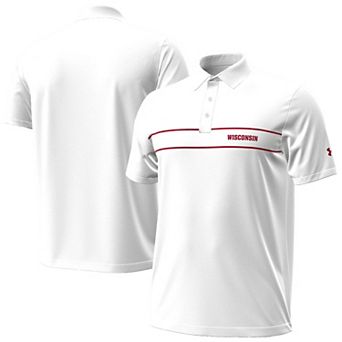 Men's Under Armour White Wisconsin Badgers 2026 Sideline Playoff Chest Stripe Polo