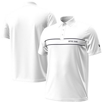 Men's Under Armour White Notre Dame Fighting Irish 2026 Sideline Playoff Chest Stripe Polo