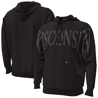 Men's Under Armour Black Wisconsin Badgers 2026 Sideline Overlay Icon Fleece Hoodie
