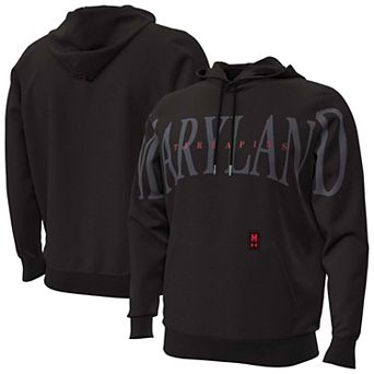Men's Under Armour Black Maryland Terrapins 2026 Sideline Overlay Icon Fleece Hoodie