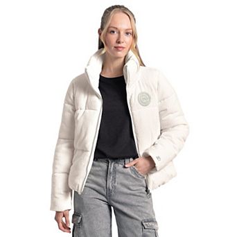 Women's Starter Cream Chicago Cubs Double Score Bubble Full-Zip Jacket