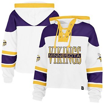 Women's '47 White Minnesota Vikings Cut Thru Superior Lacer Hoodie