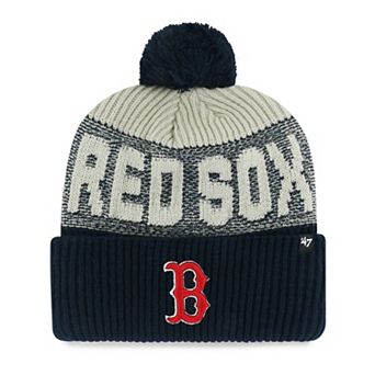 Men's '47 Navy Boston Red Sox Bone Chill Cuffed Knit Hat with Pom