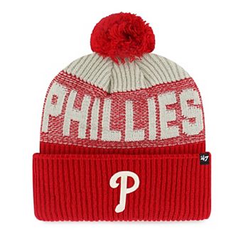 Men's '47 Red Philadelphia Phillies Bone Chill Cuffed Knit Hat with Pom