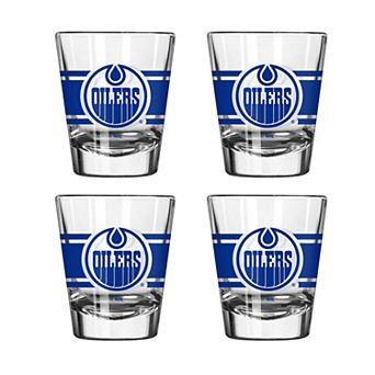 Logo Brands Edmonton Oilers Four-Piece Stripe Shot Glass Set